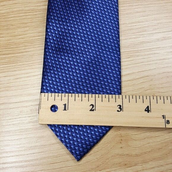 PERRY ELLIS Mens Neck Tie Blue Micro Square Geometric - Picture 4 of 5